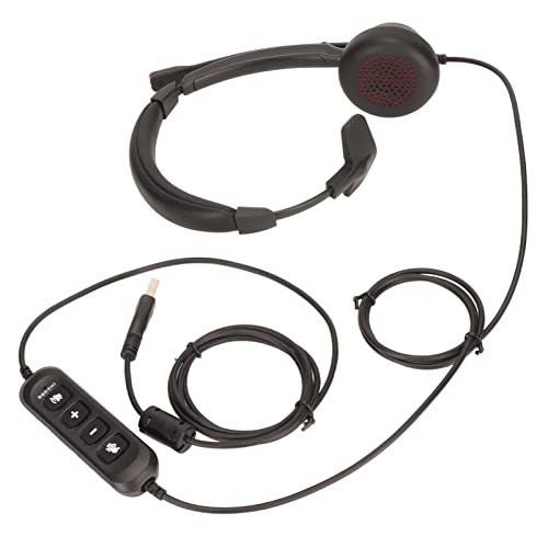 Tomantery Casque de Centre D'appels avec Suppression Active du Bruit, Conception Légère pour Le Bureau, Casque Professionnel USB pour Le Service Client Telco, ABS Noir