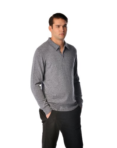 Cashmere Boutique: Men's 100% Pure Cashmere Polo Sweater (Color: Camel Brown, Size: Medium) #TOP3