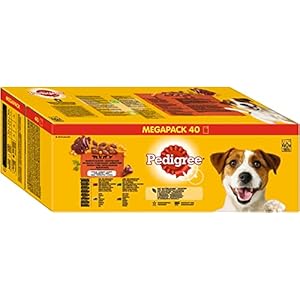 Pedigree Vital Protection Carnes en Gelatina para Perros, Sabor Pollo, Vacuno, Aves y Cordero, 40 x 100 g