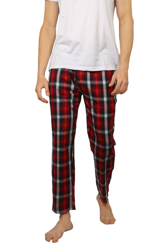 albatross Men's Cotton Blend Soft and Super Comfortable Checkered Pajamas-picture-52