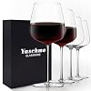 Red Wine glasses Set of 4 24oz Large Wine Glasses Hand Blown Crystal Ultra Thin Rim Long Stem Lightweight Ideal Gift for Wine Tasting Christmas New Year Wedding Anniversary Birthday