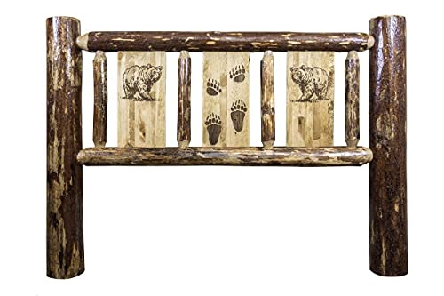 Adhw Headboard Rustic Log Headboard Carved Bear Engraved Made Lodge Cabin Head Boards (Size : King) #TOP28