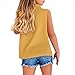 Girls Linen Tank Tops Spring Summer Beach Vacation Cotton Collar Sleeveless Shirts Casual Gauze Crewneck Button Down Tunic Top Cruise Capsule Wardrobe Valentine's Day Camisole Size 7-8 Yellow