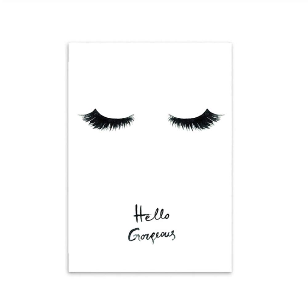 Cuadro en Lienzo HD Impreso Pared Acuarela Negra Chica y Sonrisa Lámina Cartel de la Pared Decoración enmarcada 60x80cm (23.6 "x31.5) x2 con Marco
