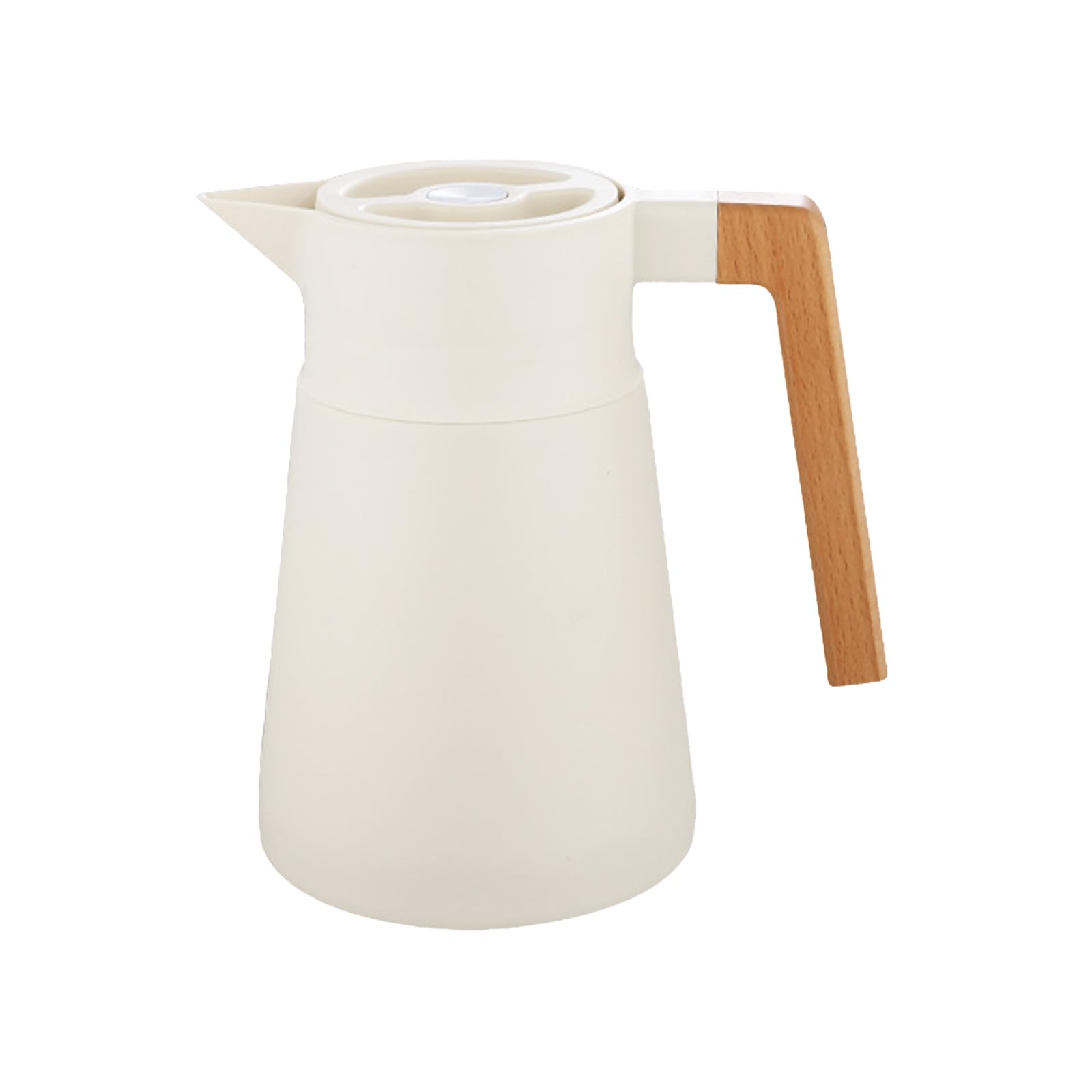 Pichet Isotherme Thermos Sous Vide Isolé, Acier Inoxydable, Avec Manche En Bois, Carafe à Café Thermique Pour Le Thé Café Chaud Et Froid, Pour Hôtel Bureau Domicile (Beige,1.5L)