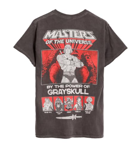 Masters of The Universe He Man By The Power of Grayskull Vintage Wash Charcoal T Shirt with Back Print