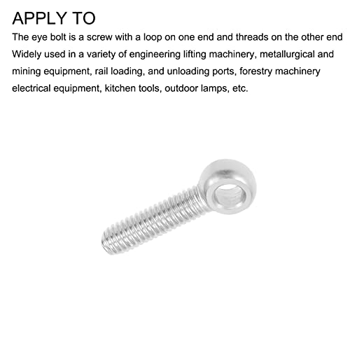 Image of METALLIXITY Shoulder Swing Lifting Bolt (M6x25mm) 5Pcs, 304 Stainless Steel Eye Bolts - for Home Renovation, Pipeline Gate Valves Fasteners, Silver