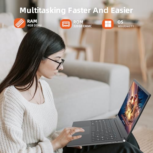 Image of 15.6 inch Laptop Computer,Celeron N3450,4GB RAM and 320GB SSD,Windows 11 Laptop Computers with FHD 1920 * 1080 IPS Display Notebook PC,Slim and Lightweight Notebook,Work and Students laptops,Gray, WPS