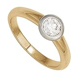 1 Diamant-Brillant JOBO Damen Ring 585 Gold Gelbgold Weißgold kombiniert 1 Diamant Brillant Goldring Größe 54