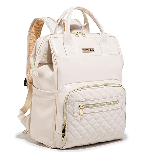 Image of FHELAD Leather Diaper Bag Backpack with plaid embroidery, Registry Search, Travel Bag Organizer with Large Capacity