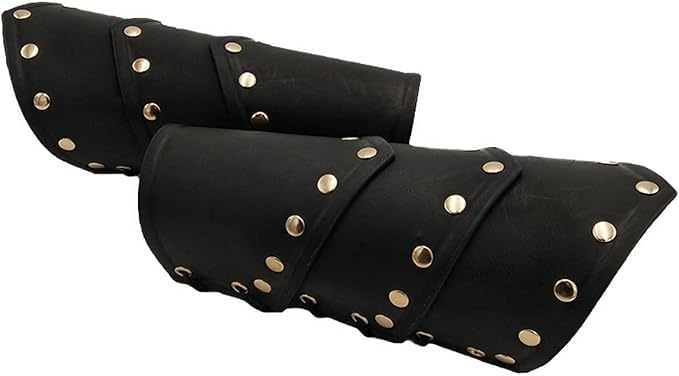 Medieval Black Archery Wrist Guard, Nordic Renaissance Arm Guards, Leather Gauntlet Wristband,