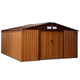 Casetta da Giardino, 340x390x200 cm, 15m² in Acciaio Zincato con Prese d'Aria, Doppie Por...