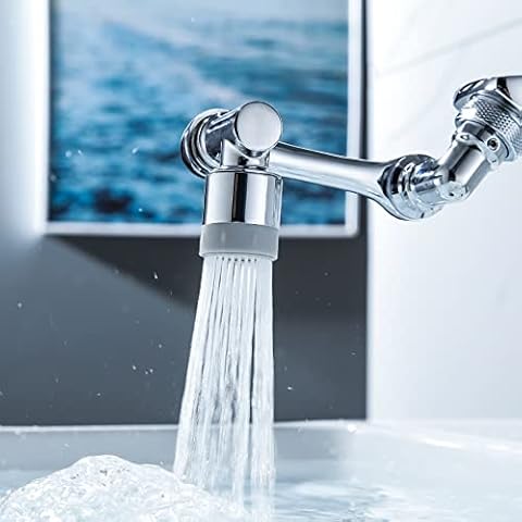 HEGEHE 1080° Rotate Faucet Aerator Universal, Dual Water Modes Kitchen Tap Spray Head, Bathroom Faucet Spray Aerator Mounted for Face Washing, Gargle and Eye Flush (Silver) Cover