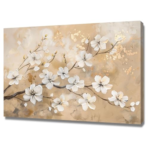 Impression sur toile fleur de prunier blanc cadre inclus pour mur vide 50x70