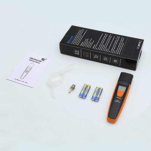 Bluetooth Digital Manometer, Dual Port Air Pressure Meter Pressure Gauge HVAC Gas Tester, Differential Pressure Manometer, Hti-Xintai