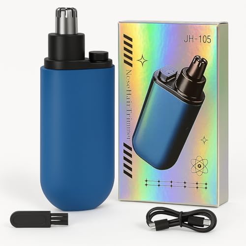Image of JAYTOP Nose Trimmer for Man & Women | Rechargeable Ear & Nose Hair Trimmer with Dual-Edge Stainless Steel Blades | Waterproof, Painless, Portable Grooming Kit for Nose, Ears & Eyebrows (Blue)