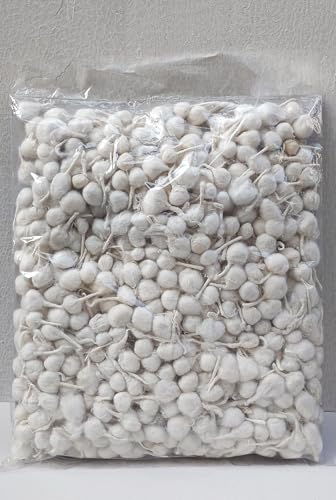 Image of Pure Cotton Round Puja Batti for Diya Lamp, Natural Cotton Wicks for Oil Lamps, Temple Prayer Jyot Wick for Festival, Aarti, Diwali, Home Mandir Use (White, 50g)