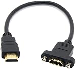 Montage du panneau HDMI Câble d'extension haute vitesse HDMI Câble d'extension mâle à femelle avec support à vis 4K Résolution pour Blu Ray Player, 3D TV, C'est ça. Xbox360,Noir (1 FT/30 CM)