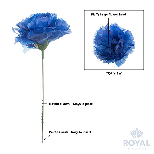 Royal Imports Artificial Carnations, Memorial Day, For Funeral Arrangements, Wedding Bouquets, Cemetery Wreaths, Diy Crafts - 100 Single 5" Stems - Red-Blue-White #TOP3