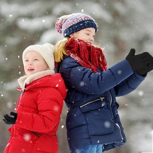 6 Pairs Winter Magic Gloves Knit Gloves for Kids Boys Winter Stretchy Full Fingers Knitted Winter Magic for Kids Aged 3-5 Years, All Black Series, Small Size3