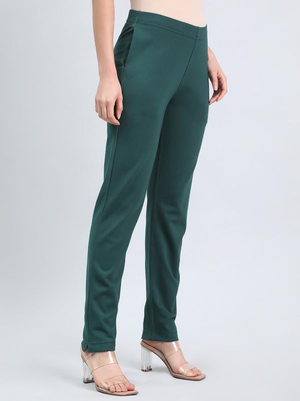 Image of GO COLORS Ponte Smart Kurti Pants Full Length for Women | Breathable, Mid Rise