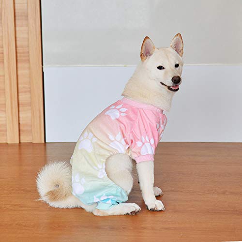 CuteBone Gradient Fußabdruck Hundepyjama für kleine, Mittelgroße Hunde, Weiches Material, Dehnbar Hunde-Strampler, Winterjacken und mäntel P09XL-DE