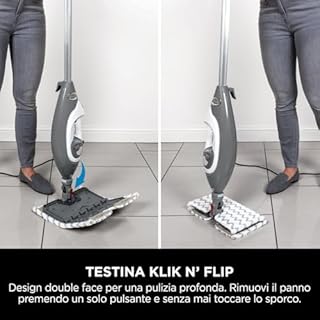 Shark Floor & Handheld Steam Cleaner, Scopa a Vapore e Vaporetto a Mano, 2 in 1, per Tutti i Pavimenti Duri, con 5 Accessori, 2 Impostazioni, Grigio/Bianco, S6005EU