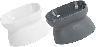 Hohopeti Tigela De Gato Inclinada Tigelas De Cerâmica Para Gatos Tigela De Água De Cerâmica 2 Pçs Alimentador De Suporte Para Animais De Estimação Alimentador De Gato De Cerâmica