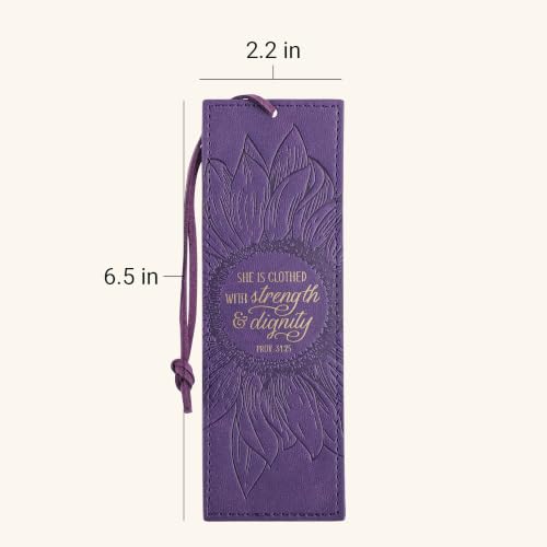 Image of Christian Art Gifts Faux Leather Scripture Bookmark: Strength and Dignity