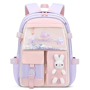 VIDOSCLA Kawaii Bunny Sequin Kids Girls Backpack Elementary Students Book Bag Primary School Bag for Teens