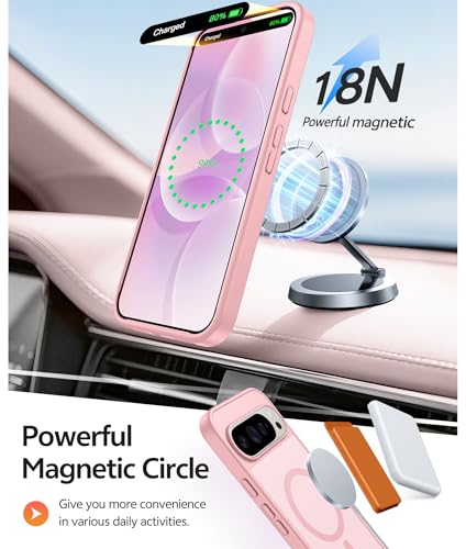 Image of FNTCASE for Google Pixel 10 Pro Case: for Pixel 10 Case [Fit for Magsafe] Translucent Matte Cases with [Screen Protector] Military Grade Shockproof Protective Magnetic Phone Cover (6.3inch - Pink)
