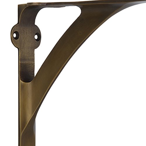 [Set Of 2] Shelf Brackets For 6", 8", 10" Shelves - Antique Brass Finish - 7.88" X 5.88" - Heavy Duty Brass Shelf Bracket - L Brackets For Wall Shelves - Easy To Install - Hardware Included #TOP3