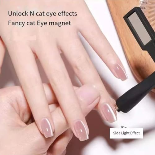 Nagelmagnet Set, Multifunktionaler Kreuz-Katzenaugen-Magnet für Nägel mit Silikon-Schutzhülle, Magnetischer Nagellack-Magnetstab für Nägel Katzenaugen-Nageldesign-Tools Nagelkunst-Zubehör (Schwarz)