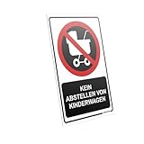 PRINTIMA Hinweisschild 'Kein Abstellen von Kinderwagen' 21x32cm – Verbotsschild aus PVC inkl. Befestigungsdübel – wetterfeste Tür- und Wandtafel