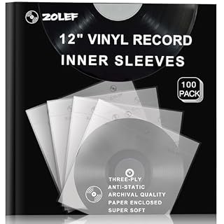 Vinyl Record Inner Sleeves 100 Pack for 12″ Lp, Master Style 3-Ply Anti Static Soft Inner Sleeve with Archival Paper Enclosed for 33 RPM LP Protection (12″ 100P) - Les Beatles, Paul McCartney, John Lennon, RIngo Starr, George Harrison