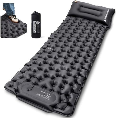 OneTigris Sleeping Pad, Ultralight Camping Sleeping Pad with Pillow Built-in Foot Pump Inflatable Sleeping Mat Compact for Camping Backpacking Hiking Traveling Tent