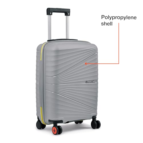 Image of Nasher Miles Golden Gate Hard-Sided Polypropylene Cabin Luggage 20 inch | 55cm | 8 Wheels Small Trolley Bag for Travel | Suitcase (Grey & Yellow)