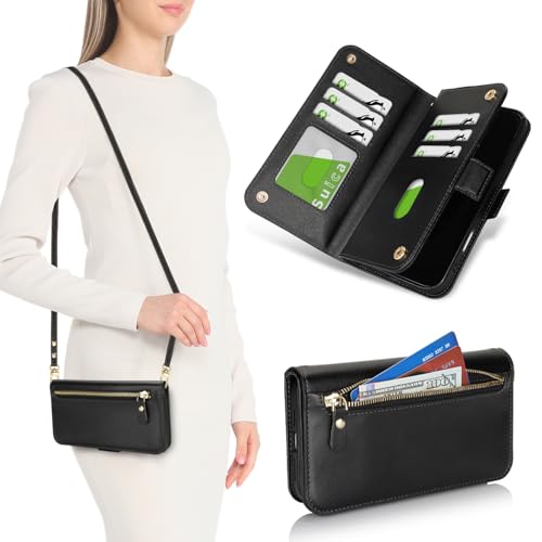 Étui pour iPhone 16 avec porte-cartes en finition soignée et détails zippés