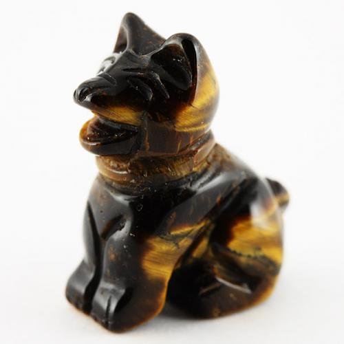 Amazon.co.jp: 【石流通センター】【彫刻置物】お座り犬 タイガーアイ