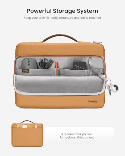 Image of tomtoc 360 Protective Laptop Case for 15.6-inch Acer Aspire 5 Slim Laptop, 15.6 HP Pavilion, 15.6 Inch ASUS ROG Zephyrus, Dell XPS 17, Water-Resistant Organized Notebook Carrying Bag Sleeve, Brown
