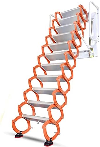 LAKIKAsst Step Ladders Folding Ladder Attic Stairs Wall Mounted Folding Ladder Attic Stairs Attic Folding Ladder Orange (Color : 2.4M)