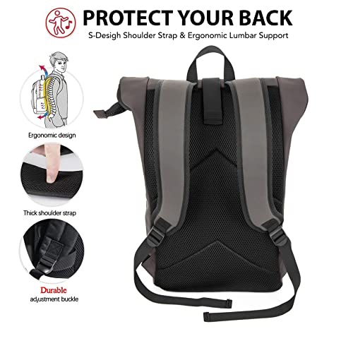 X Ray Expandable Roll Top Waterproof Trendy Backpack With Laptop Pocket, One Size, Grey #TOP3