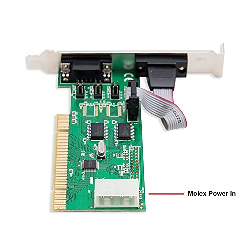 FRIWOL SD-PCI15039 2 Port DB9 RS-232 Serial PCI Controller Card (Green) - Image 2