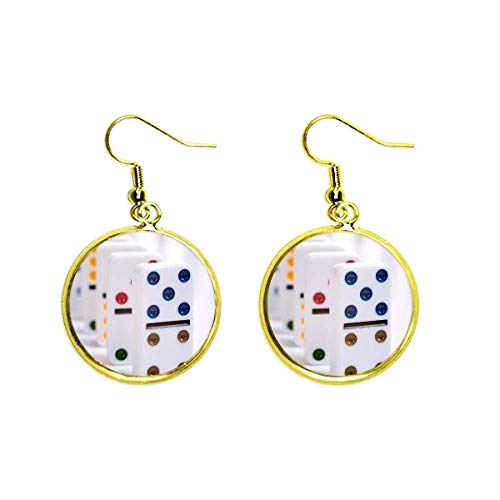 Pendientes de Pai Gow colgantes con baño dorado antialérgico