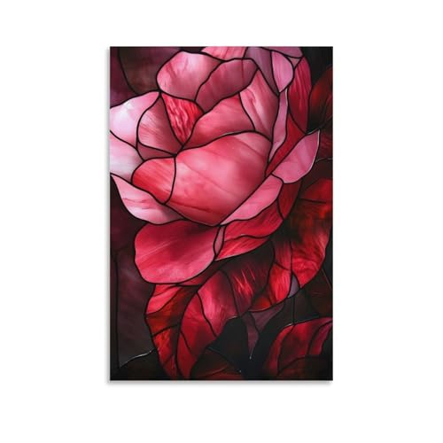 Décoration murale toile vitraux roses pour toilettes et bain