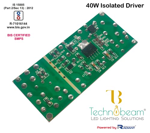 Image of TECHNOBEAM 40W driver,BIS certified Isolated driver 36V- 1000 mA with Red & Black wire at output for COB light, Steet light, flood light, And 2 x2 Panel (Pack of 2)