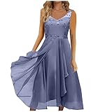 Cocktail Dress Pink for Women Black Dress Plus Size Junior Dresses Party Occasions Midi Women's Dress Chiffon Elegant Lace Patchwork Dress Cut-Out Sleeveless Bridesmaid Evening (3XL, Blue)