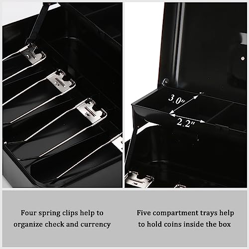 image for Jssmst Large Cash Box with Money Tray and Lock - Locking Safe Money Bo