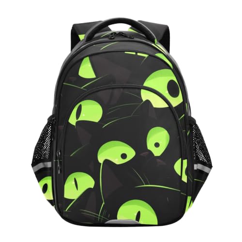 Sac à dos enfant yeux de chat vert artistique, cadeau de rentrée idéal