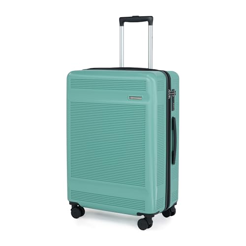 Image of SWISS MILITARY Pascal Hard 79cm Lightweight PC Large Check in Travel Luggage Trolley Bag, Anti-Theft Zippers & 3-Dial Lock, 360 Wheels, Wet Pocket & Aluminium Handle Suitcase Capacity 143L-Green